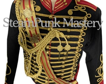 5 pcs  ( jacket + 4 accessories) men’s Ceremonial Hussar jacket  Aiguillette ,sash , 3 badges in chest size  36”38”40”42” 44” 46” 48”