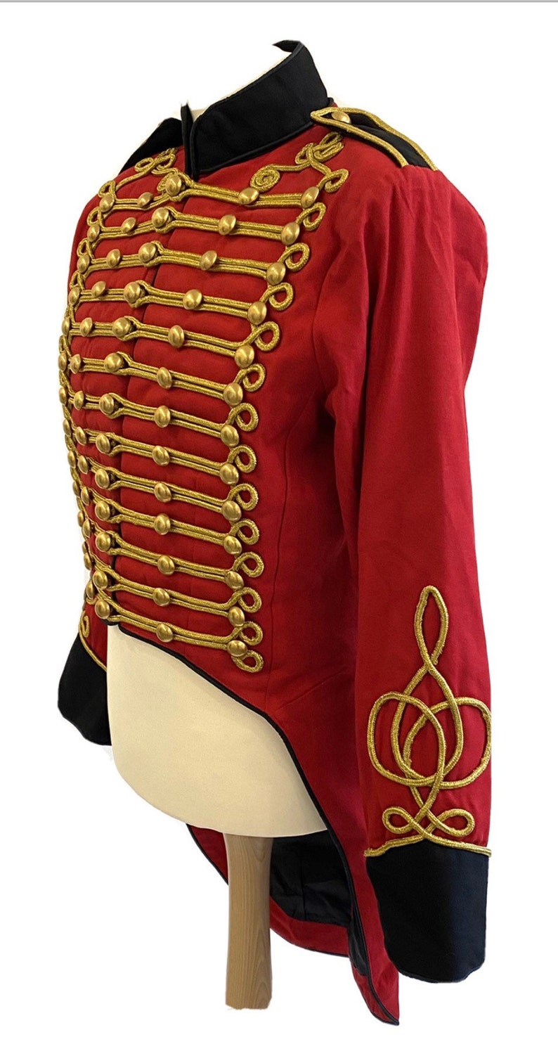 Ring master men\u2019s Military Hussar Tail coat in redblack to fit chest size 42\u201d 44\u201d 46\u201d 48\u201d 50\u201d