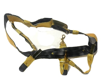 gold bullion braids sword belt with brass buckle with genuine leather backing and brass hooks and studs