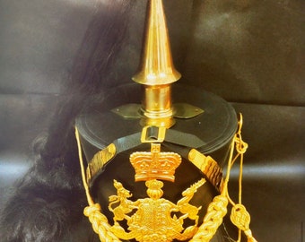 Black Hussar general Helmet with Gold Bullion Details and detachable Spike in sizes 57,58cm