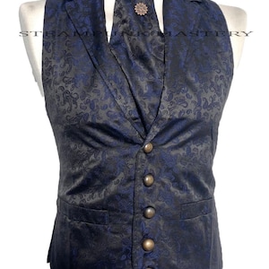 3 pcs Victorian design Brocade Waistcoat ,Matching tie cravat and tie pin in 3 Sizes fit chest 36”,38”,40&quot;