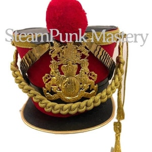 Red Hussar general Helmet with Gold Bullion Details in sizes 56,57,58,59,60,61cm