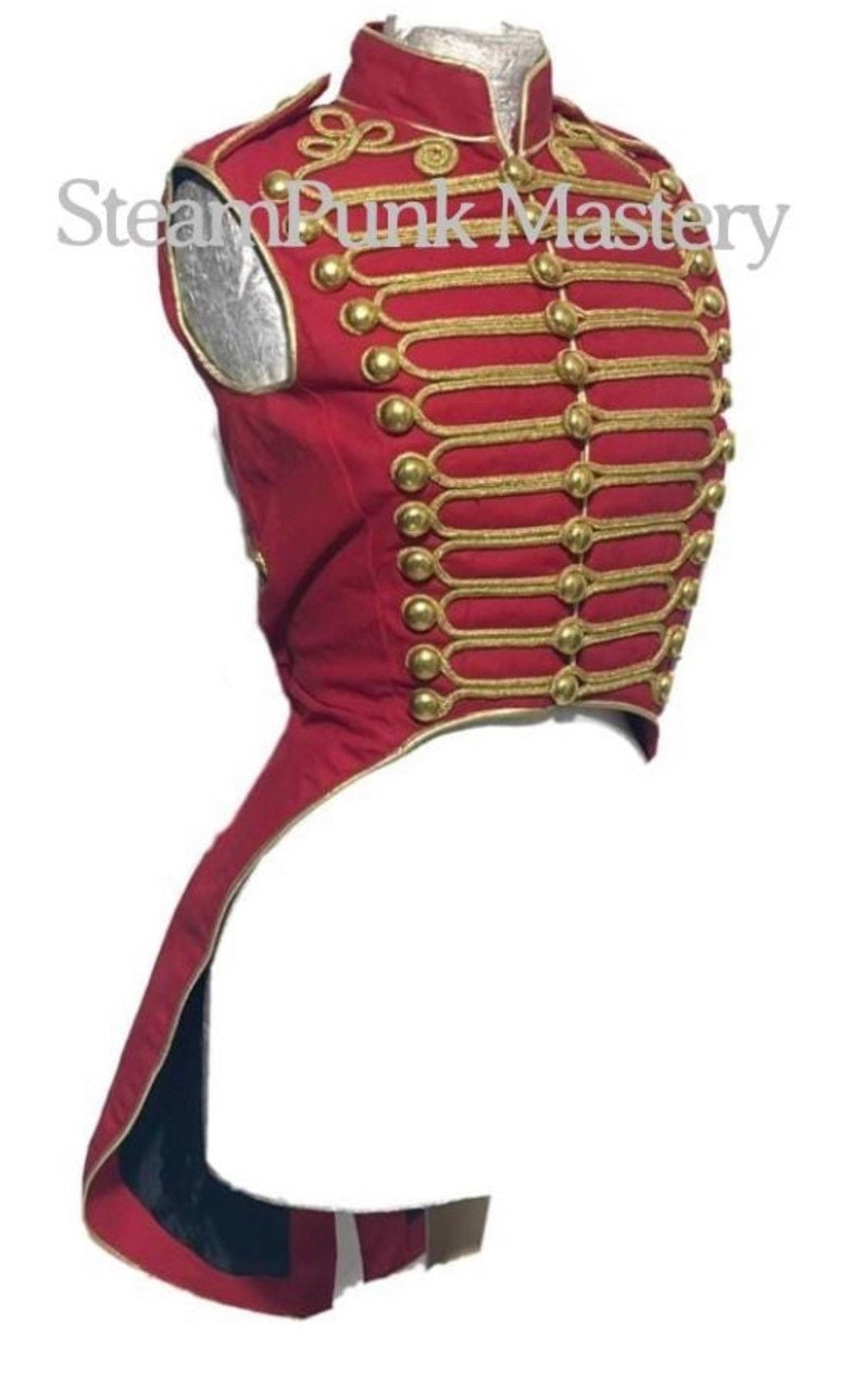 Women Ring master Hussar Red/Gold Waistcoat with back tails in chest fit size 32/34/36/3840 image 5