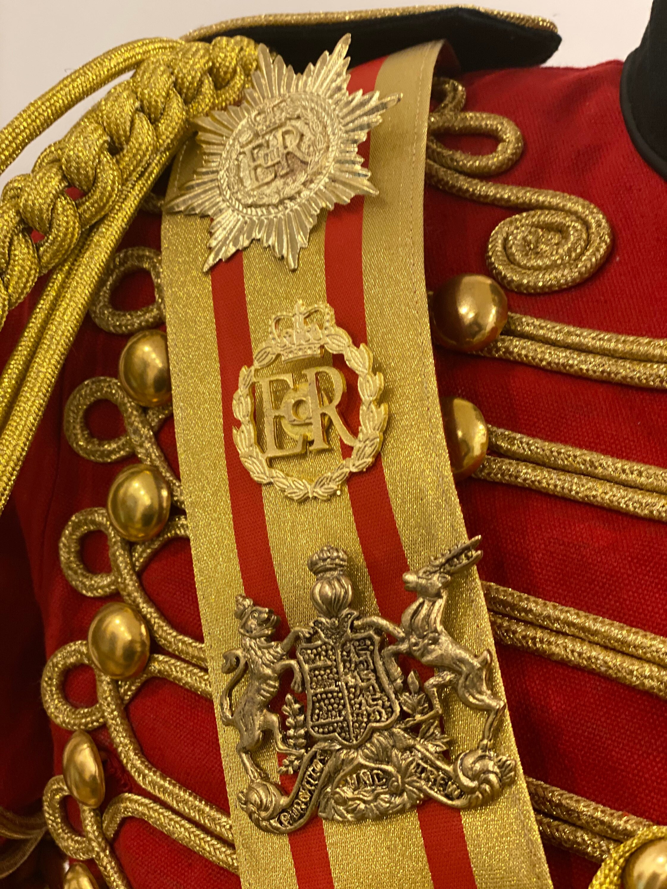 Image of 5 Pcs Men’S Jacket Ceremonial Hussar Officers With Aiguillette & Cross Chest Sash 3 Badges in Size 42" 44" 46"