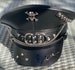 Industrial Black leatheret hat with chains and metals 2” spikes in 57,58,59cm 