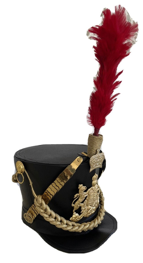 Red Soldier Military Hat with Black Feather Red Soldier Military Hat with Black Feather