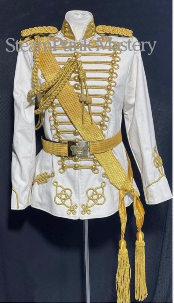 5 Pcs White Hussar Officer Jacket With Shoulder Accessories Belt