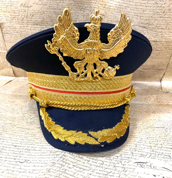 Cotton Military Hat With Brass Badges 