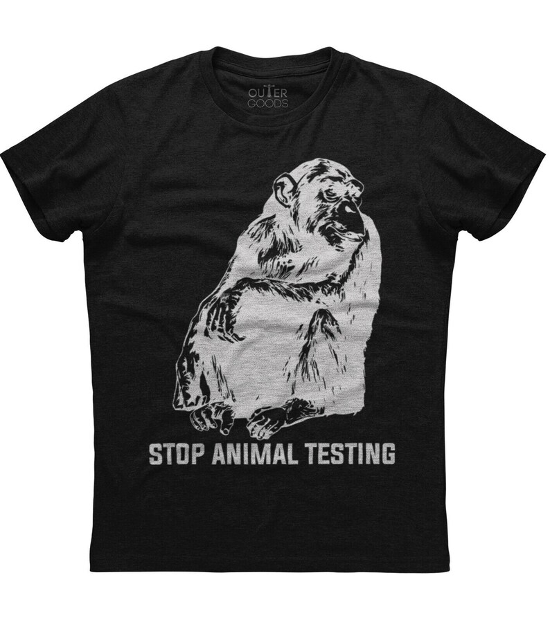 Stop Animal Testing Vegan Moto Mens Short Sleeve New Cotton Black T-shirt