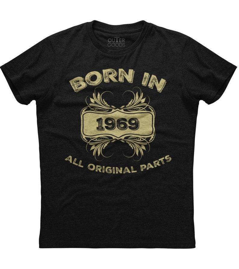 Born In 1969 All Original Parts Mens Short Sleeve New Cotton Black T-shirt