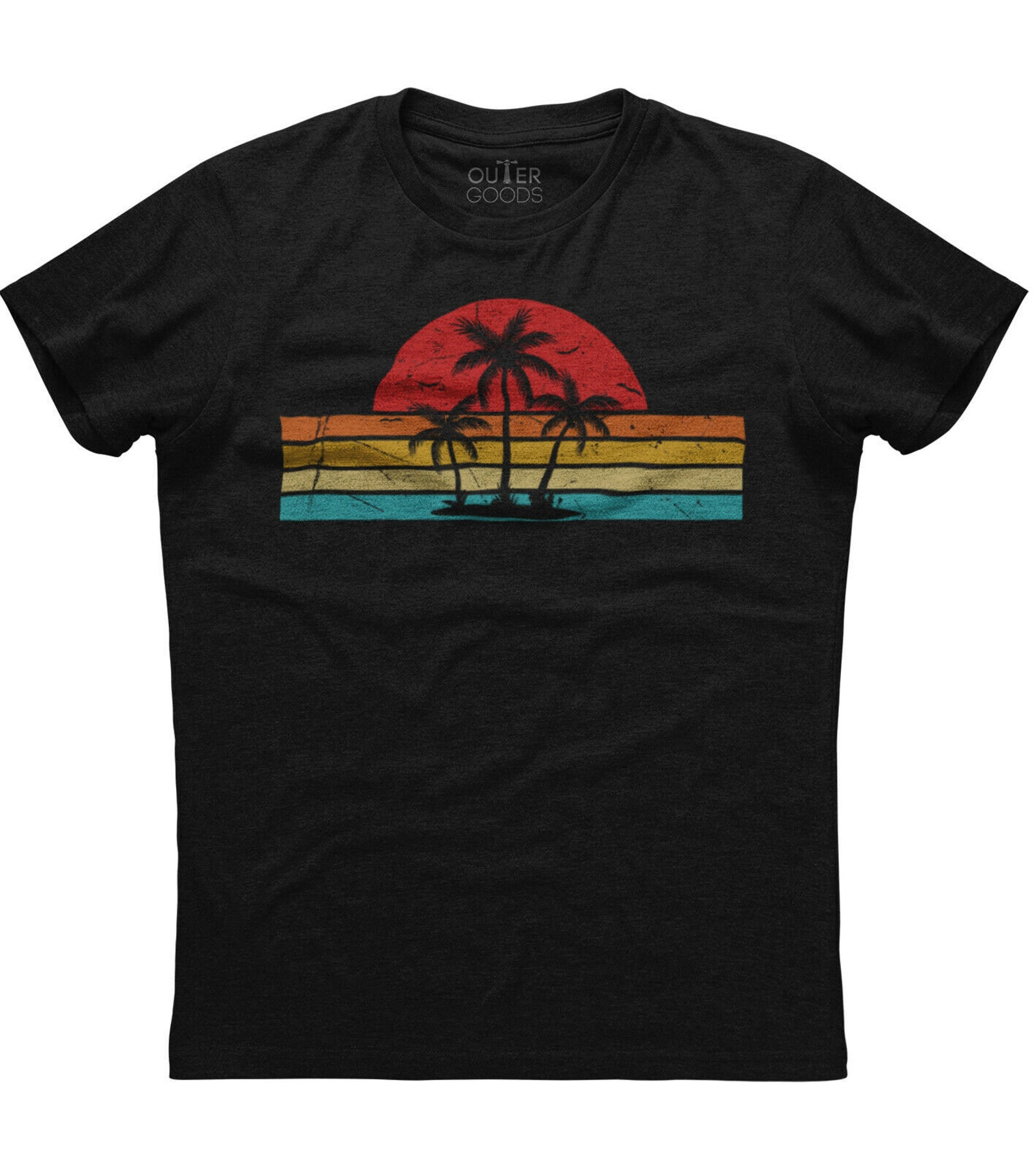 Palm Tree Retro Style Tropical Beach Mens Short Sleeve Cotton | Etsy
