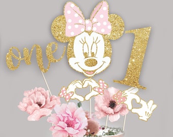 MINNIE MOUSE Cake Centerpieces, Minnie Mouse Cake Toppers 1er cumpleaños Photo Props, Descarga instantánea imprimible