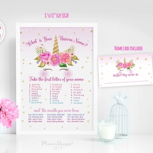 Unicorn Name Game Unicorn Birthday Party Games Unicorn - Etsy
