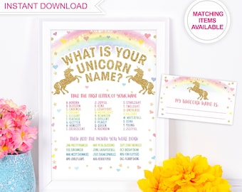 UNICORN NAME Game, What's your unicorn name game, Unicorn party games, Rainbow unicorn