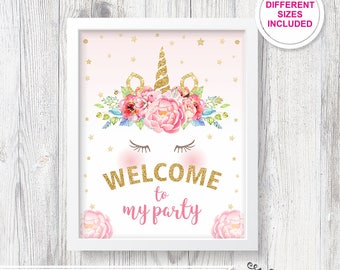 Unicorn Welcome Sign, Unicorn Party Banner, Unicorn Party Decoration, Unicorn Birthday Sign, Unicorn Invitation, Unicorn Invite, Digital