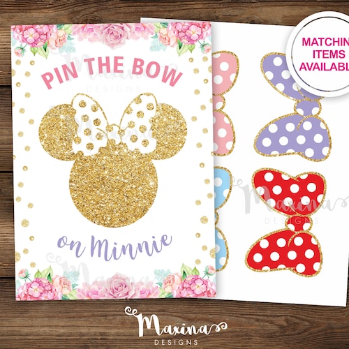 Minnie Mouse Pin the Bow Game Minnie Mickey Mouse Games - Etsy