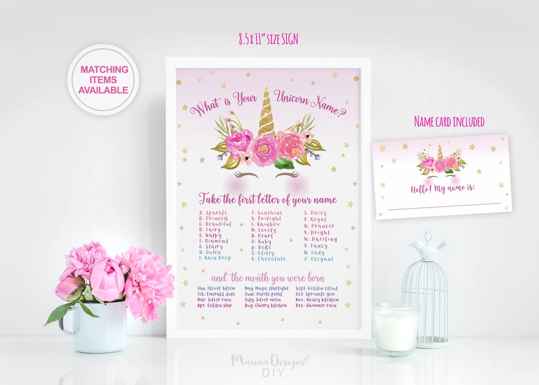 Unicorn Name Game Unicorn Birthday Party Games Unicorn - Etsy