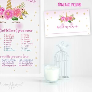 Unicorn Name Game Unicorn Birthday Party Games Unicorn - Etsy