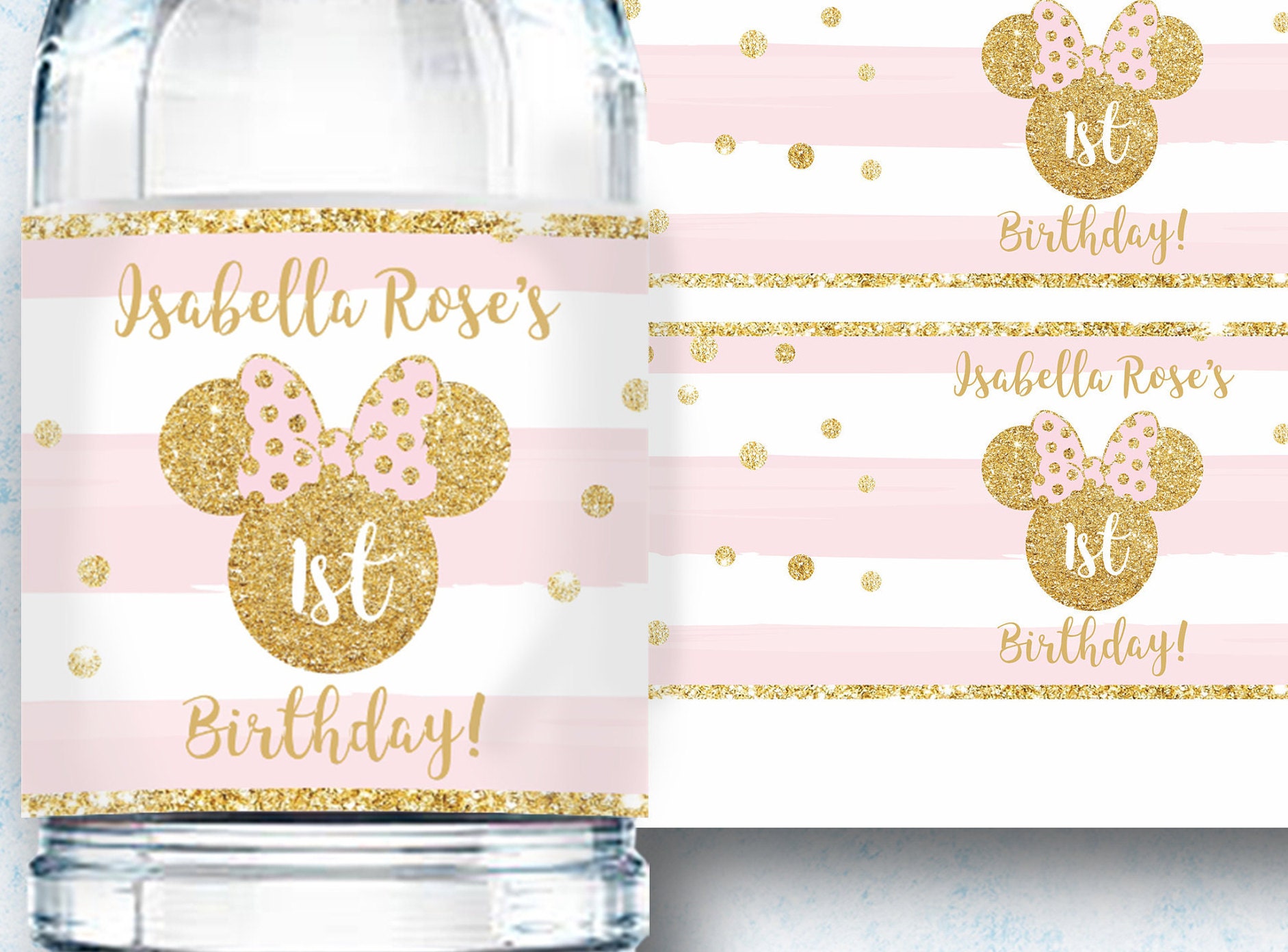 Minnie Mouse Water Bottle Labels Template