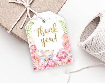 TEA for Two FAVOR TAG 2nd Birthday Party, Labels Tea for Two Thank you tags, printable tags digital instant download