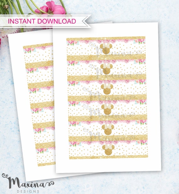 Minnie Mouse Water Bottle Label Labels Printable Minnie Mouse - Etsy