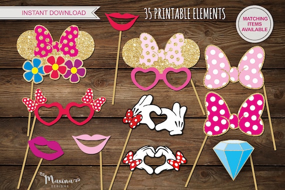 MINNIE MOUSE Props Minnie Mouse Photo Booth Props Minnie - Etsy