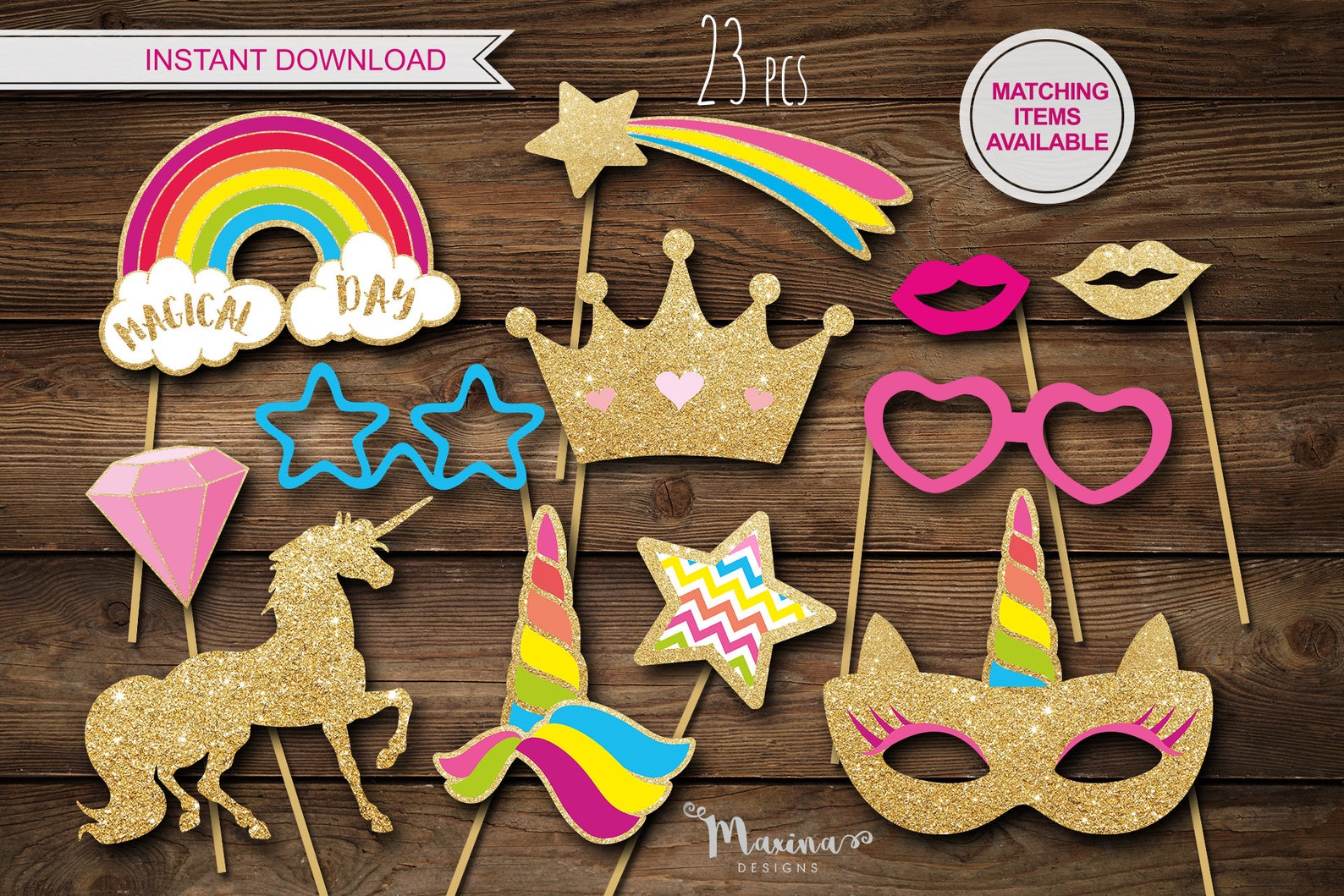 Unicorn Party Props Unicorn Photo Booth Props Unicorn Etsy UK