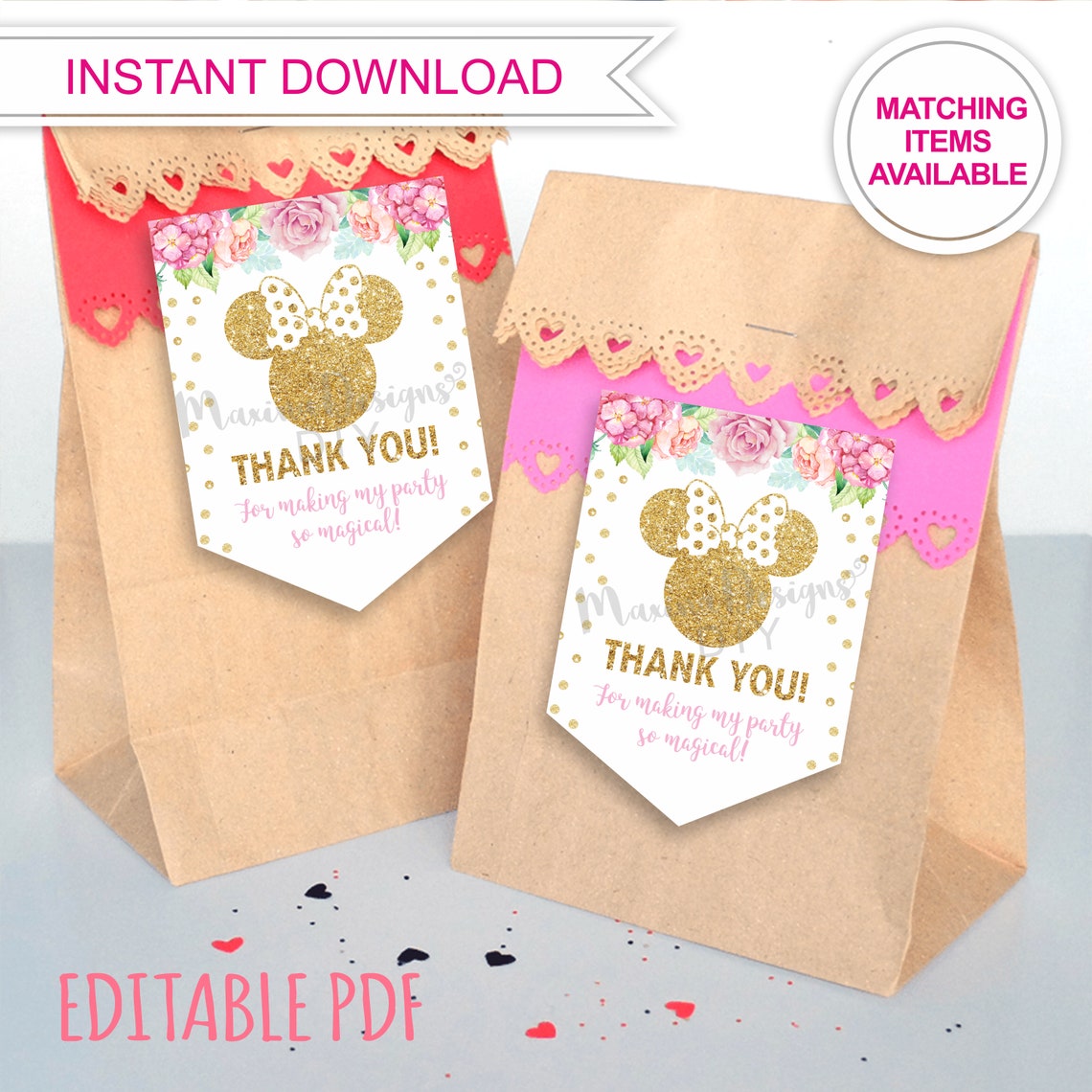 Minnie Mouse Favor Tags Template Minnie Mouse Thank You Tags - Etsy