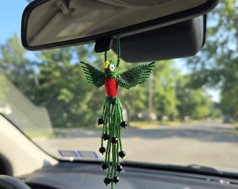 Small Beaded Quetzal Bird Wall Hanging, Quetzal Charm