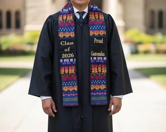 Handwoven Guatemalan Graduation Sash: Proud Guatemalan Class of 2026 Graduation Sash
