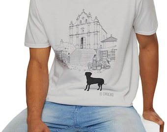Chichicastenango Market T-Shirt, Guatemala Church & El Chucho Graphic Tee, Minimalist Unisex Travel Souvenir Shirt Guatemalan Culture Gift