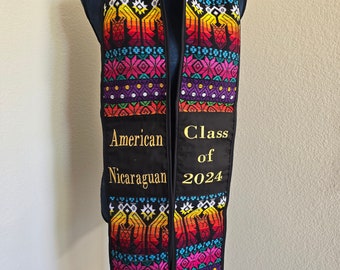 NOT CUSTOMIZABLE - Nicaragua Graduation Sash, Proud Nicaraguan Sash, Colorful Handmade Graduation Scarf, Class of 2024 Nicaragua