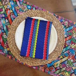 RAINBOW Placemat, EMBROIDERED napkin, FABRIC Napkin, Thick Reusable Hand Woven Dining Room Coffee Table Runner Guatemalan Napkin