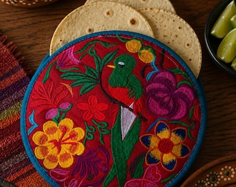 El Quetzal Tortillero, Tortilla Holder, Tortilla Warmer, Guatemalan Textile Microwave Bag
