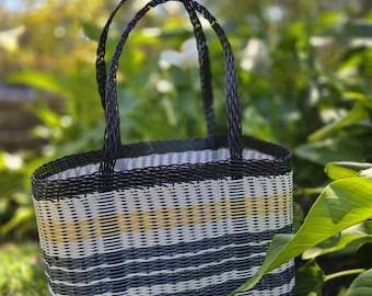 Market Basket, Elegant Neutral Handwoven Bag, Beach Bag