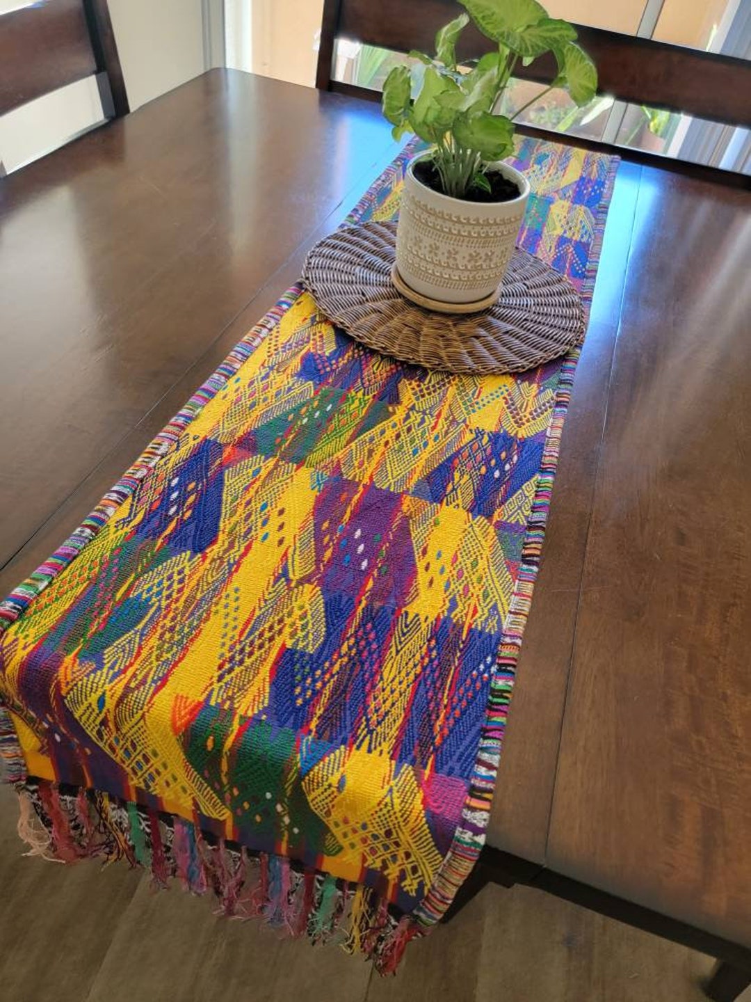 Handwoven Table Runner Guatemalan Tablecloth Rainbow Home Etsy