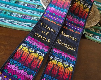 NOT CUSTOMIZABLE - Nicaragua Graduation Sash, Proud Nicaraguan Sash, Colorful Handmade Graduation Scarf, Class of 2024 Nicaragua