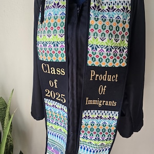 Produkt von Einwanderern Abschlussschärpe, mehrfarbige Mayan-Schärpe, guatemaltekisches Abschlussband, guatemaltekischer Abschlussschal