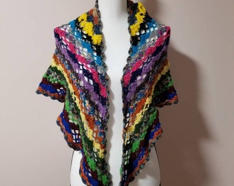 Multicolor Poncho Cover Up