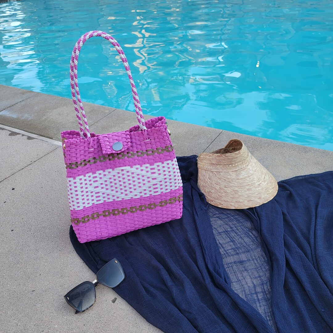 Guatemalan Recycled Plastic Purse, Plastic Tote Bag, Plastic Basket