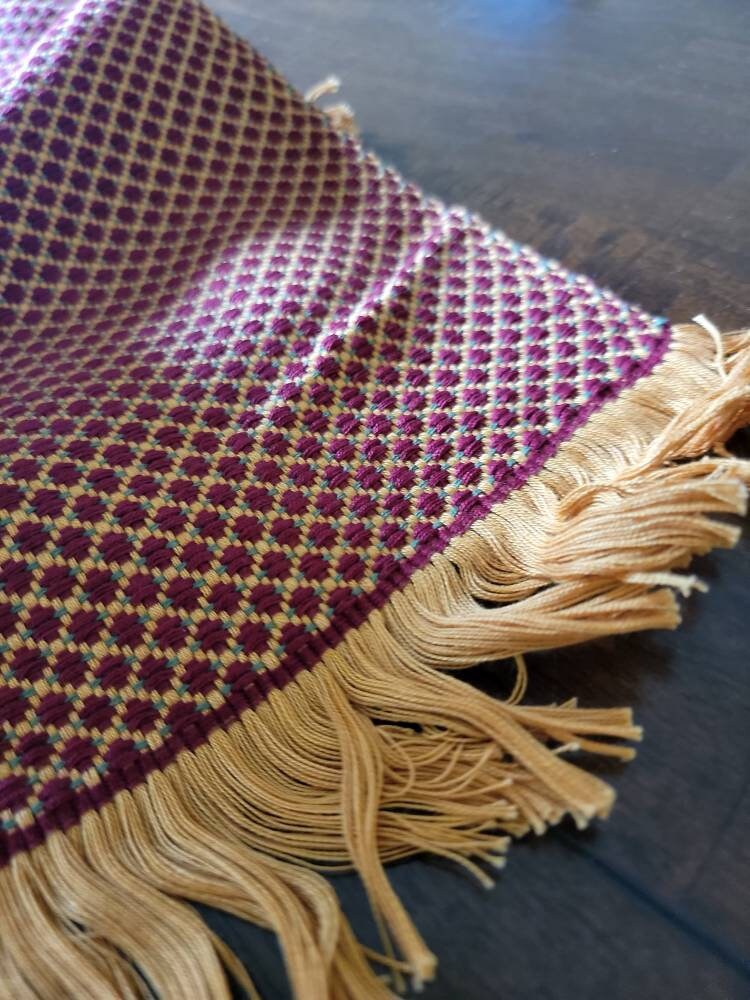 Multicolor Table Runner, Guatemalan Textile Tablecloth, Burgandy Table Runner, Guatemalan Home Gift