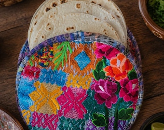Floral Tortillero, Tortilla Holder, Tortilla Warmer, Guatemalan Textile Microwave Bag
