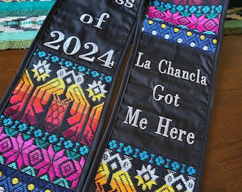 NOT CUSTOMIZABLE -  La Chancla Got me here Graduation Sash, Handwoven Sash, Latin Graduation Stole, Class of 2024 Graduate Gift