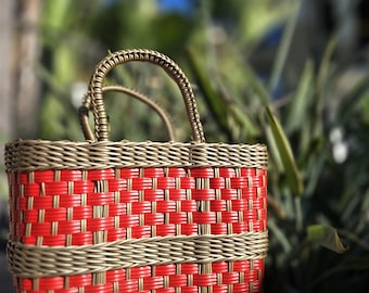 Minibolsa de plástico bronce y roja: Bolsa Mercado bronce y roja