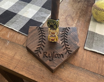 Personalize Softball/Baseball Ring Display- Baseball, trophy display