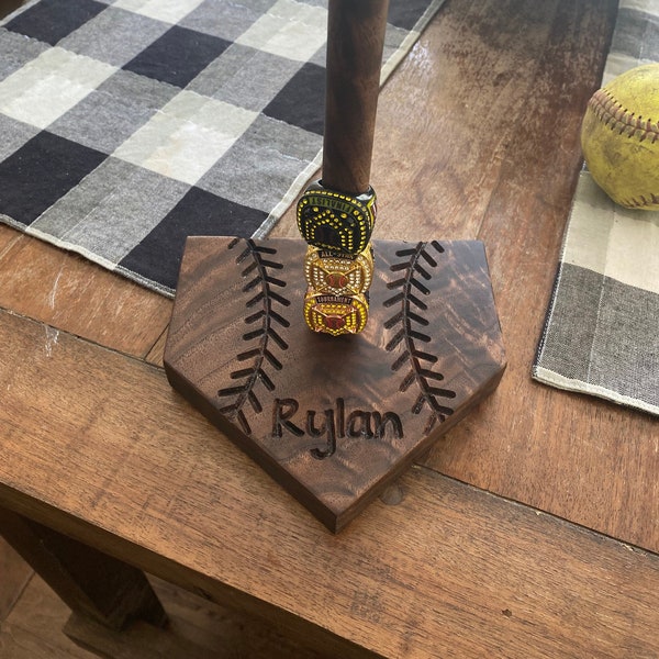 Personalize Softball/Baseball Ring Display- Baseball, trophy display