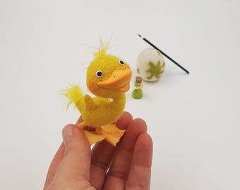 Nadel gefilztes Entchen, Künstler Wollskulptur, Sammlerstück, Ostergeschenk