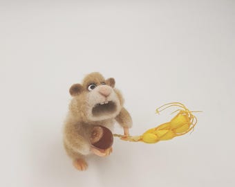 miniature Needle Felted hamster, artist wool sculpture, collectible, felt animal