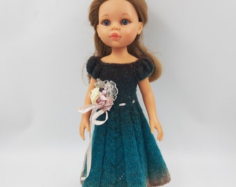 Strickkleid für Paola Reina, besticktes Kleid, Puppenkleidung, 33 cm Puppe