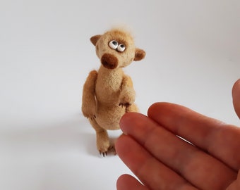 Needle Felted Meerkat Sculpture, Handmade Wool Collectible